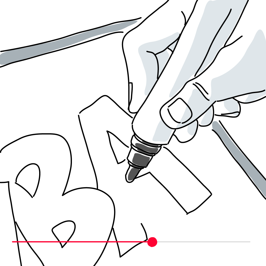 絵を描く手元の様子
